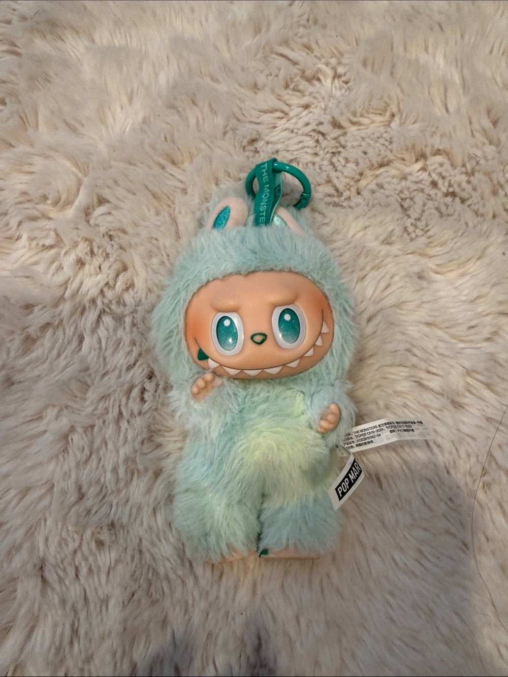 Labubu Mint Green Furry Monster Keychain Plush